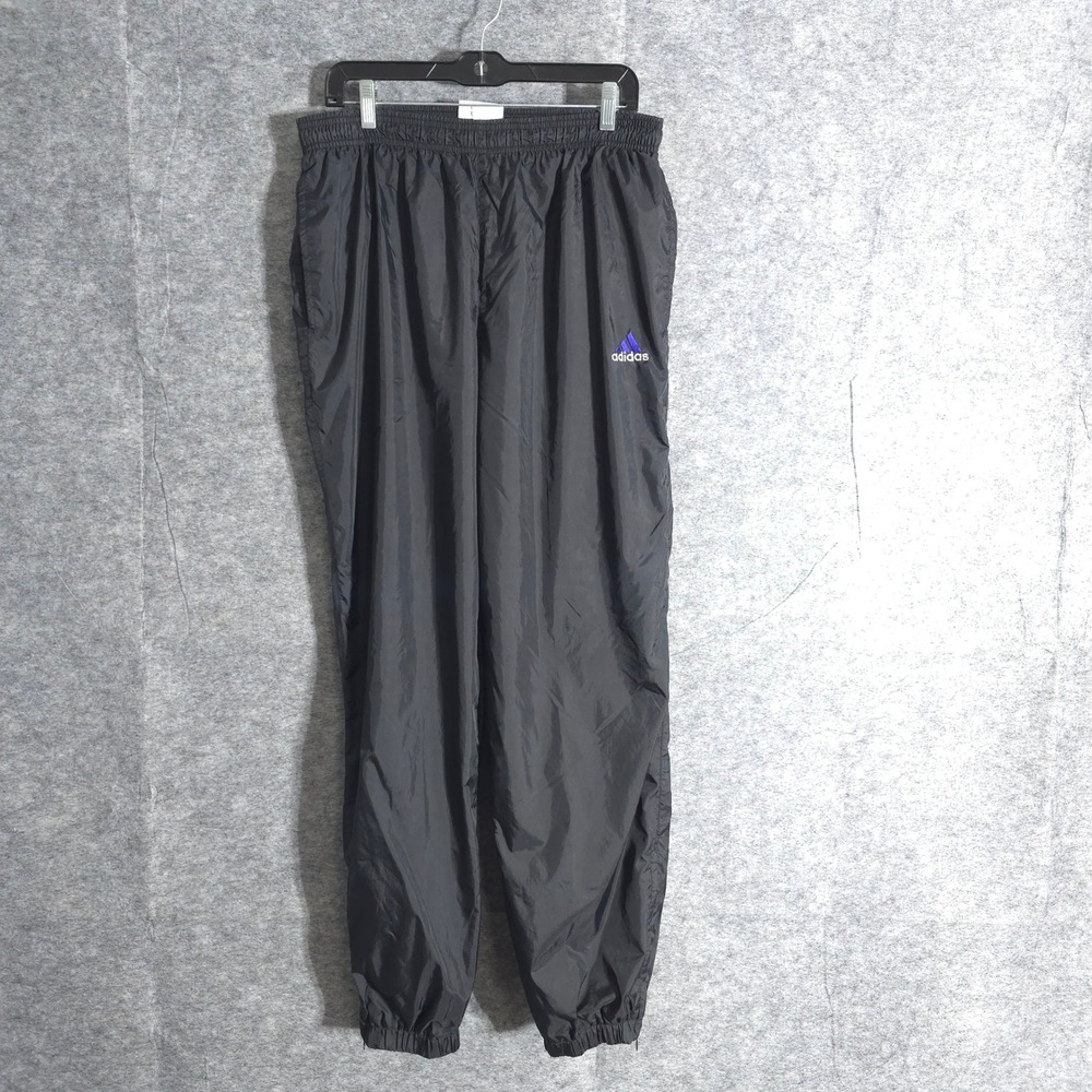 Adidas Mens Black Track Pants L‎ Large Athletic Training Warm Up Sportswear VTG